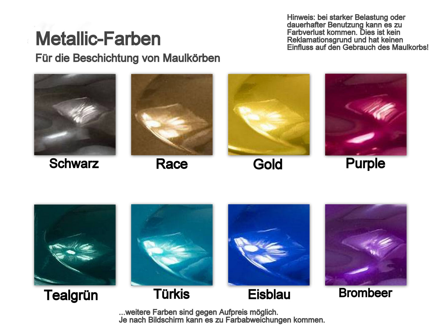 Pulverbeschichtung für Maulkörbe mit Metallic-Effekt